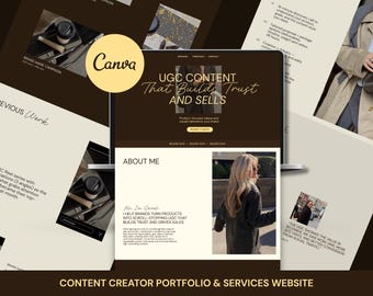 Social Media Influencer Portfolio + Services Website | High-Converting One-Page Canva Template | Instant Download