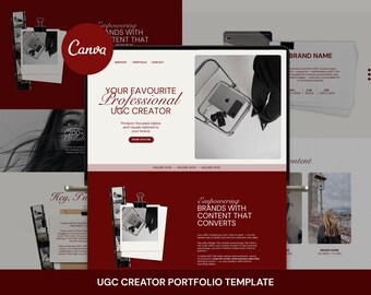 Sito web Canva per portfolio di creatori di contenuti generati dagli utenti, pagina dei servizi, influencer, creatori di contenuti, social media manager.