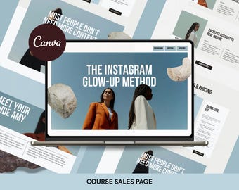 Canva Sales Page Template, Blue Minimal Course Landing Page for Coaches, Digital Product Creators