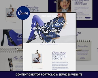 Services Page + UGC Creator Portfolio | One-Page Conversion Layout | Editable Canva Website Template | Instant Download