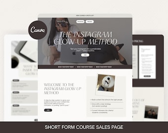 Mini Course Sales Landing Page Template in Canva | High-Converting One Page Funnel | Digital Download
