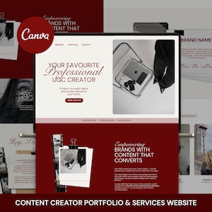 UGC Creator Portfolio + Services Page | One-Page Conversion Layout | Editable Canva Website Template | Instant Download