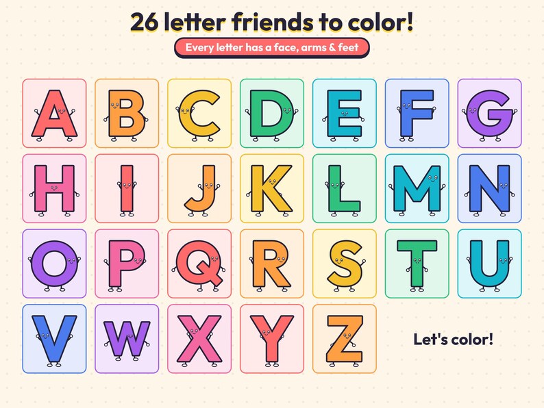 Alphabet Buddies Coloring Workbook: 60 Pages A-Z — sample page 1