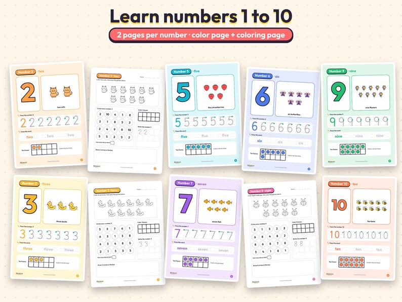 Preschool Number Book 1-20 — Count, Trace, Color & Play — sample page 1