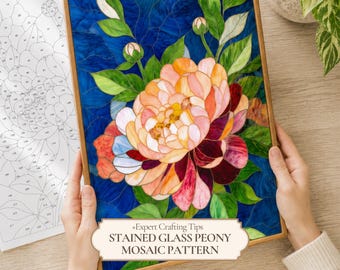 Peony Mosaic Pattern, PDF Template for Mosaic Wall Art (Digital Download)