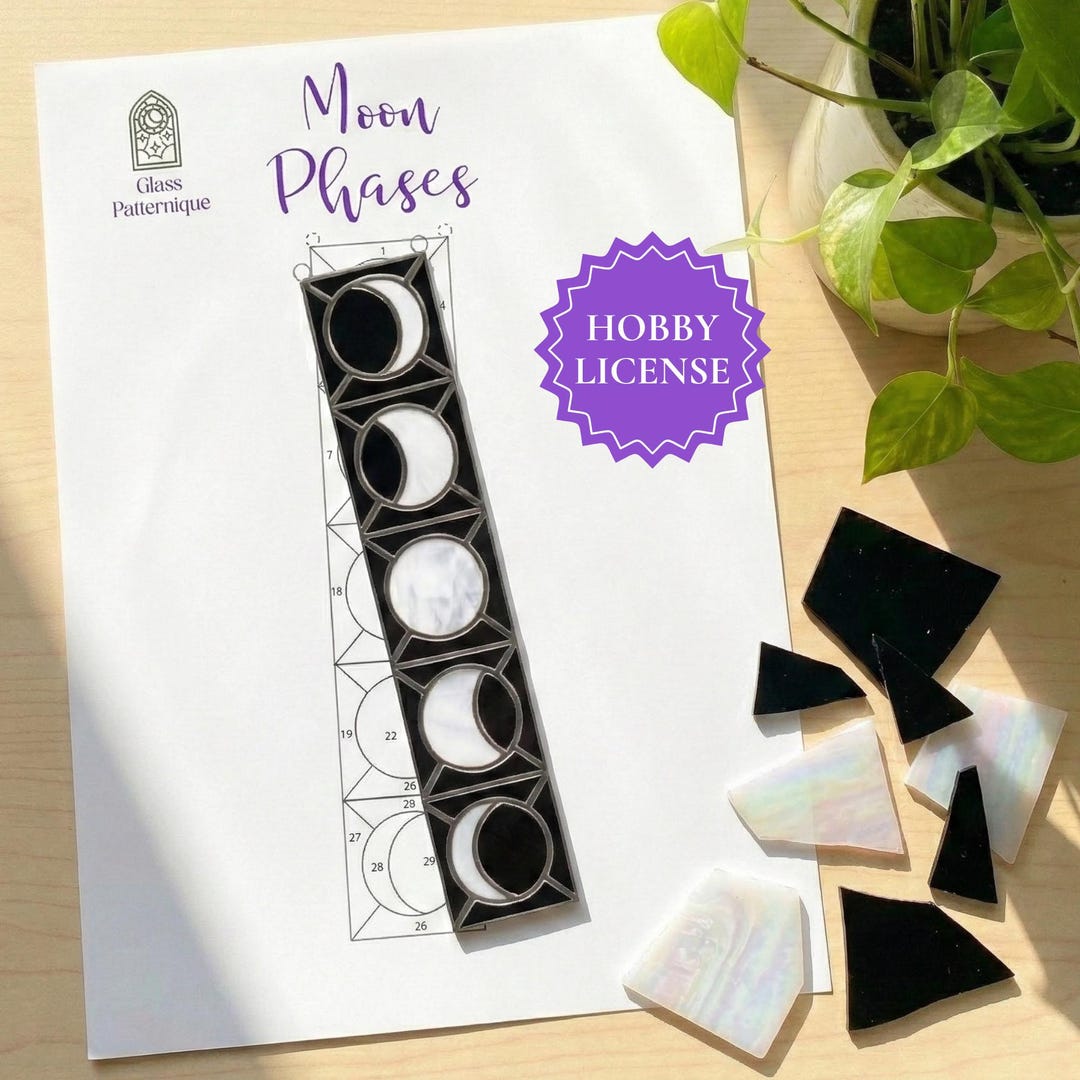 Stained Glass Moon Phases Pattern - PDF Template for DIY Window ...