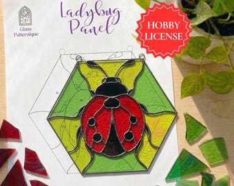 Ladybug Stained Glass Pattern, DIY Suncatcher (Digital Download A4/A3/PNG)