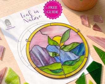 Stained Glass Landscape Pattern, PDF Template for Panel (Digital Download)