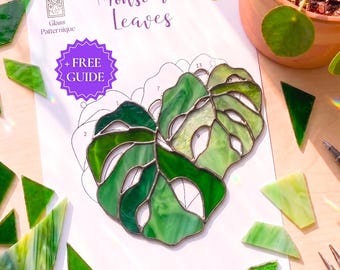 Monstera Stained Glass Pattern for Suncatcher Tropical Decor (PDF Template)