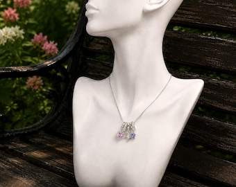 Funkelnde Charme Halskette, Herz und Stern Kristall Anhänger Halskette, zierliche Edelstein Schmuck, niedliches Geschenk für sie, elegante Halskette für jeden Tag