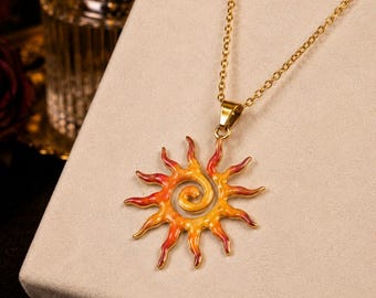 Himmlische Sonne Halskette - Anhänger Sonne, Boho Schmuck, Sonne Anhänger, Cottagecore Geschenk