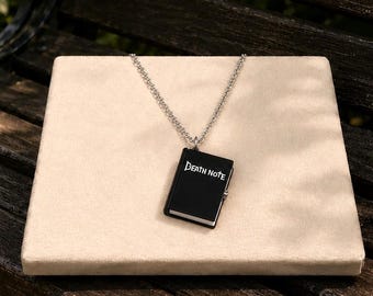 Gothic Schwarze Notizbuch Halskette - Öffnen Buch Anhänger, Dark Fantasy Schmuck, Manga-inspiriertes Geschenk