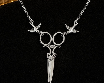 Vintage Scherenhalskette - Schwalbenanhänger-Halskette, Gotischer Schmuck, Halskette im antiken Stil, bedeutungsvolles Geschenk, Sammlerschmuck