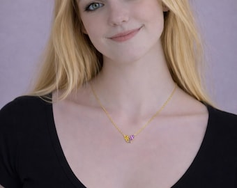 Custom Birthstone Butterfly Necklace for Sisters or Mother Daughter - Gold Personalized Butterfly Pendant Gift for Her