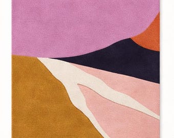 Handmade Wool Area Rug: Modern Abstract Design, Custom Size Available