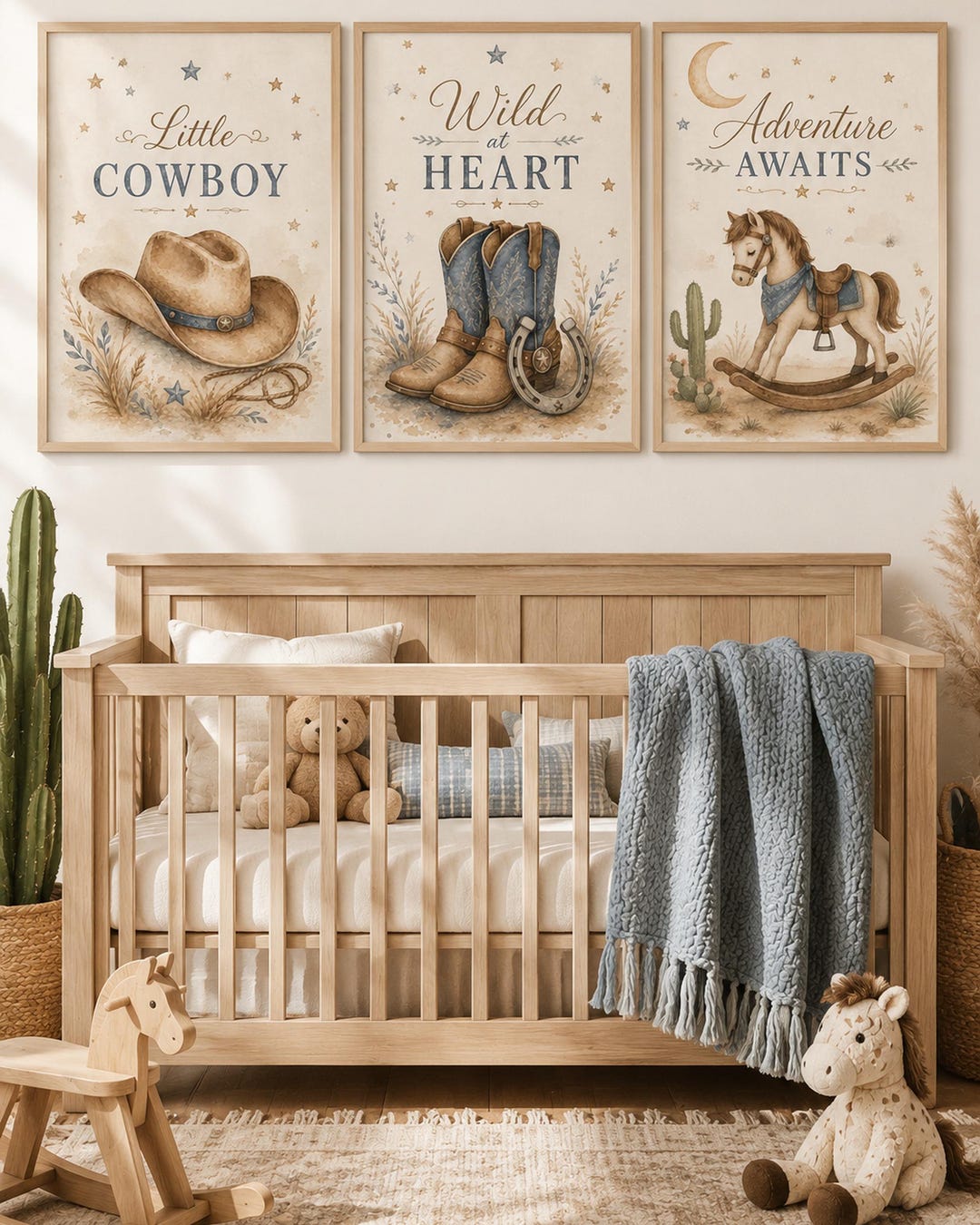 Vintage Cowboy Nursery Wall Art Set of 3, Western Baby Boy Printable ...