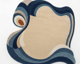 Hand Tufted Wool Area Rug, Modern Abstract Organic Shape Carpet