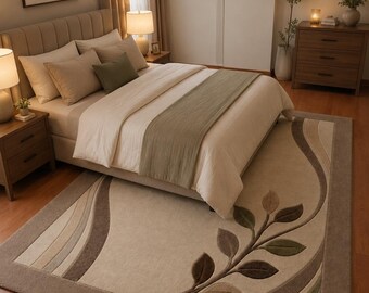 Modern Floral Hand Tufted New Zealand Wool Rug Handmade Custom Size