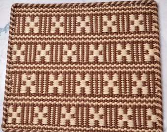 Handwoven New Zealand Wool Rug, Brown Cream Custom Size Carpet, Eco Friendly Home Decor