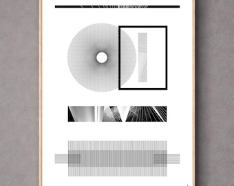 Minimalist Geometric Print – Black White Architecture Abstract Line Art (Digital Download)