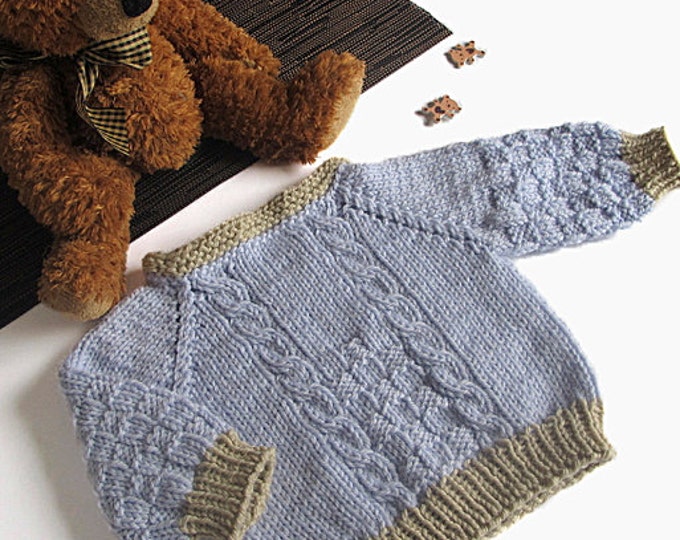 Knitted Baby Sweater Blue Baby Boys Sweater / Size 05M Etsy