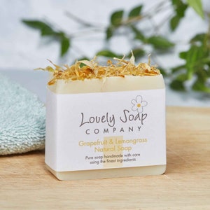Grapefruit & Lemongrass Natural Soap - Handmade Soap Bar - Botanical Soap - Vegan Friendly