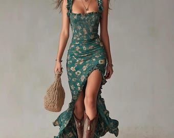 Women's Sleeveless Pleated Boho Maxi Dress | Smocked Floral Ruffle Sundress