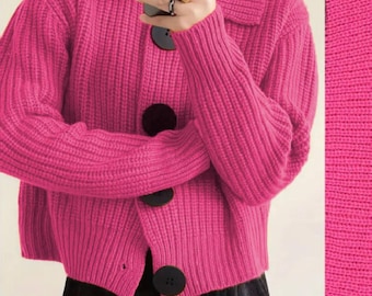 Cárdigan de punto grueso para mujer – Suéter de invierno abotonado y cómodo