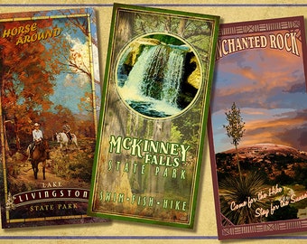 Memories Lake Livingston, McKinney Falls, Enchanted Rock Poster
