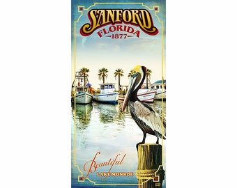 Sanford Florida Poster Lake Monroe with Pelican