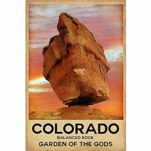 Colorado Balanced Rock en el Jardín de los Dioses Cartel