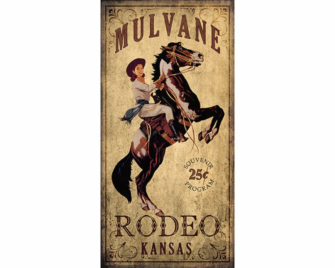 Poster of Rodeo Cowgirl Mulvane Kansas. Etsy