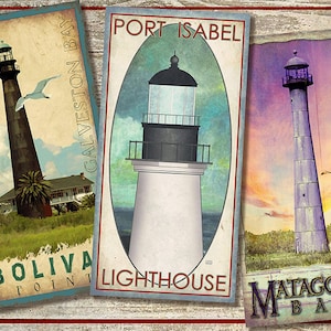 Memories of the Gulf Coast Of Texas, Bolivar Point Light House, Port Isabel Light House, Matagorda Bay Light House