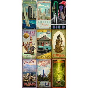 Afiche de las grandes ciudades de Texas