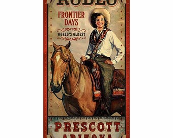 Rodeo Cowgirl Poster Frontier Days Prescott Arizona