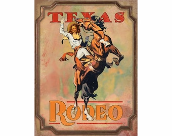 Rodeo Cowgirl Poster Texas Sizes to Fit Standard Frames 12" x 16" and 18" x 24"