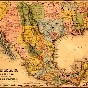 Map of Texas, Mexico and Part of the United State 1836