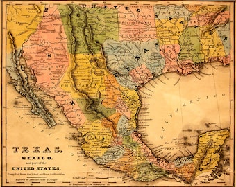Map of Texas, Mexico and Part of the United State 1836