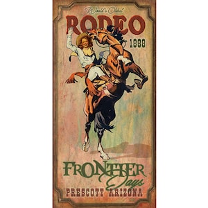 Rodeo Cowgirl Poster Frontier Days Prescott Arizona