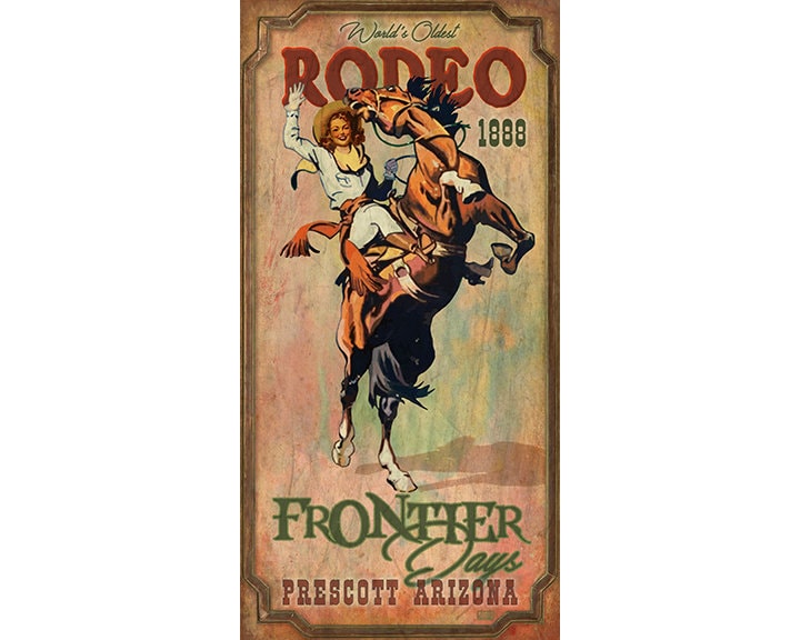 Rodeo Cowgirl Poster Frontier Days Prescott Arizona