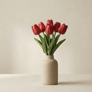 Fiori Artificiali Tulipani In Vaso Ceramica – Altezza 30 Cm, Pianta Finta Realistica Per Decorazione Casa, Soggiorno, Tavolo, Davanzale - 6