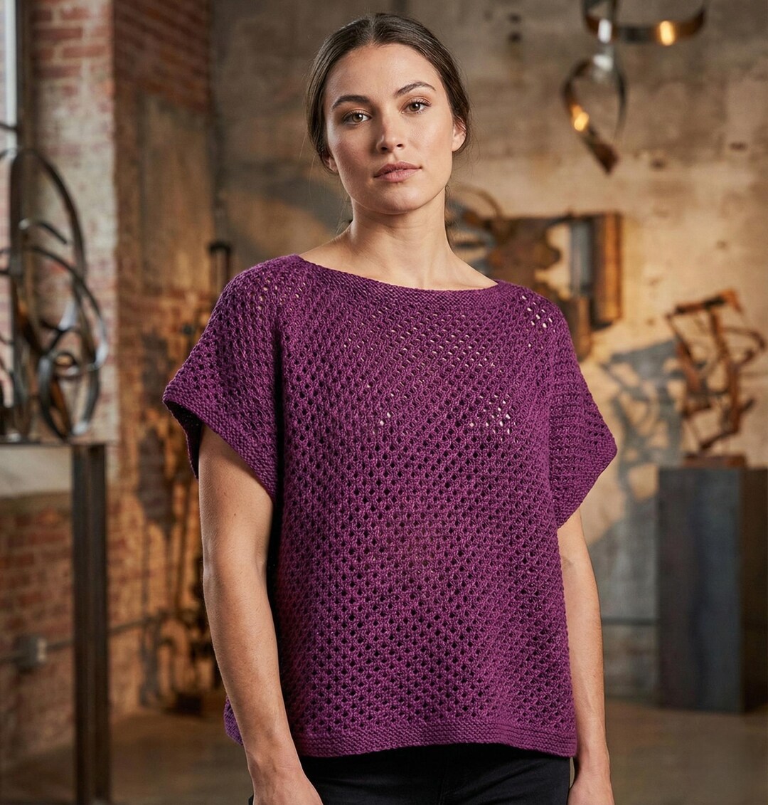 Openwork Knit Sweater Pattern PDF | Boxy Top S–XXL - Etsy