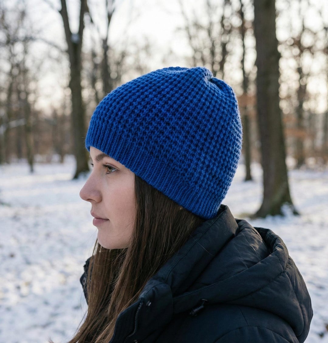 Slouchy Knit Hat Pattern PDF | Textured Waffle Beanie - Etsy