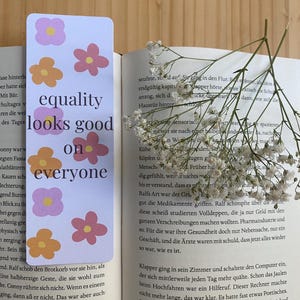 Homemade bookmark, floral equality design, on 200g/m2 paper, colorful print