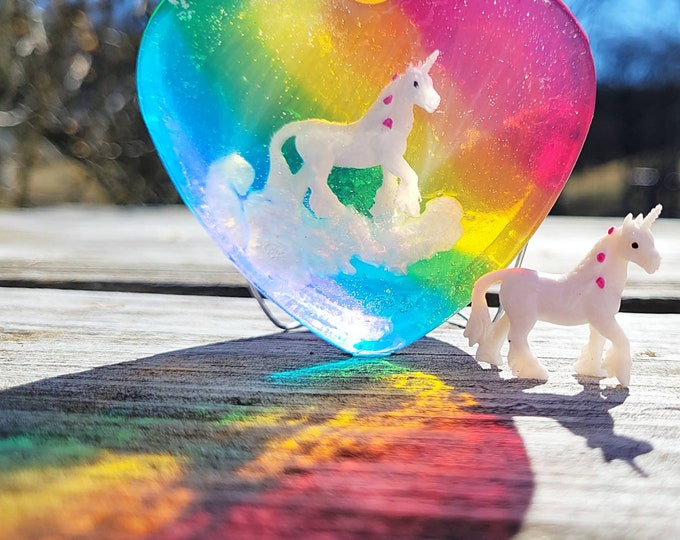 Rainbow Heart Unicorn Toy Soap