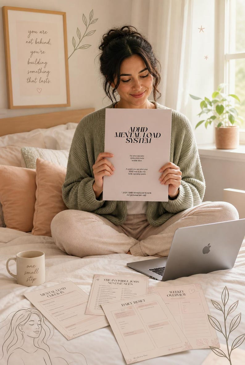 ADHD Mental Load System, Printable PDF Planner for Executive Dysfunction, Brain Dump, Decision Vault, Permission Slips, Instant Download image 2