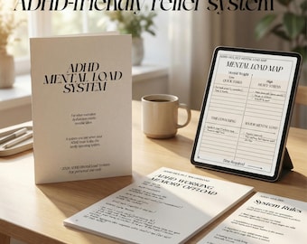 ADHD Mental Load System, Printable PDF Planner for Executive Dysfunction, Brain Dump, Decision Vault, Permission Slips,  Instant Download