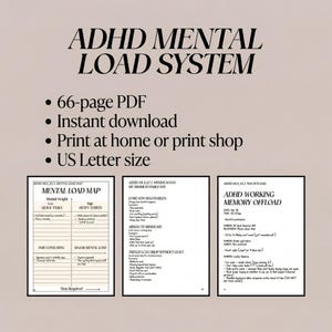 ADHD Mental Load System, Printable PDF Planner for Executive Dysfunction, Brain Dump, Decision Vault, Permission Slips, Instant Download image 6