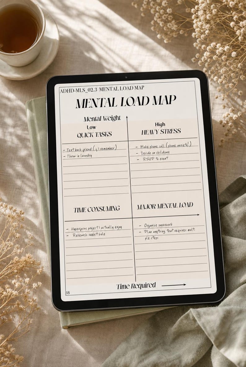 ADHD Mental Load System, Printable PDF Planner for Executive Dysfunction, Brain Dump, Decision Vault, Permission Slips, Instant Download image 3