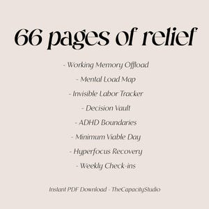 ADHD Mental Load System, Printable PDF Planner for Executive Dysfunction, Brain Dump, Decision Vault, Permission Slips, Instant Download image 8